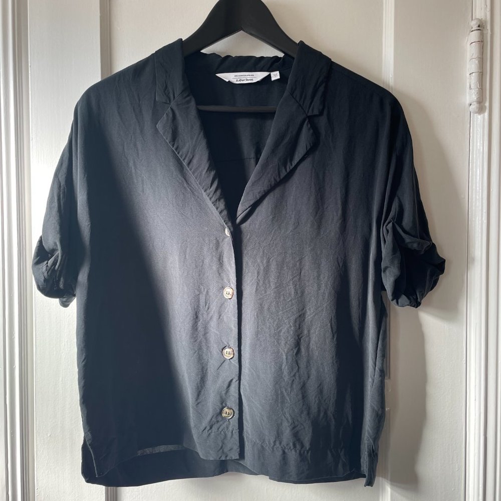 & Other Stories black short-sleeve button up